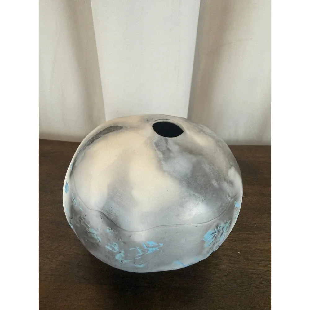 Original Will‎ Johnson Signed Navajo Pottery Vase Gray Blue 7